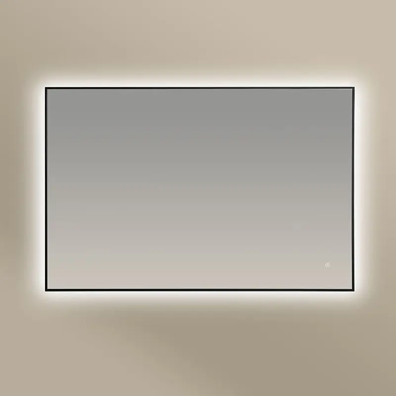 Miroir Rectangulaire 120X80 rétroéclairage Led et Anti-Buée Noir Mat, Châtelet 