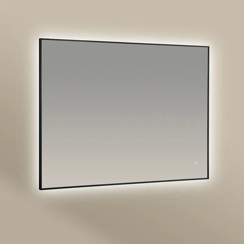 Miroir Rectangulaire100X80 rétroéclairage Led et Anti-Buée Noir Mat, Châtelet 