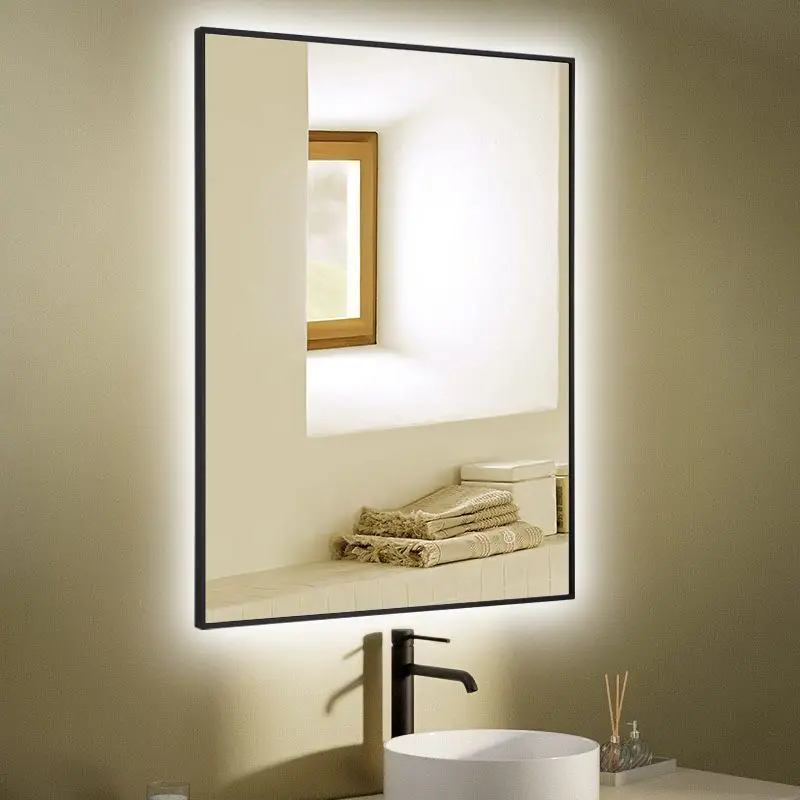 Miroir Rectangulaire 60X80 rétroéclairage Led et Anti-Buée, Chatelet, 2 couleurs
