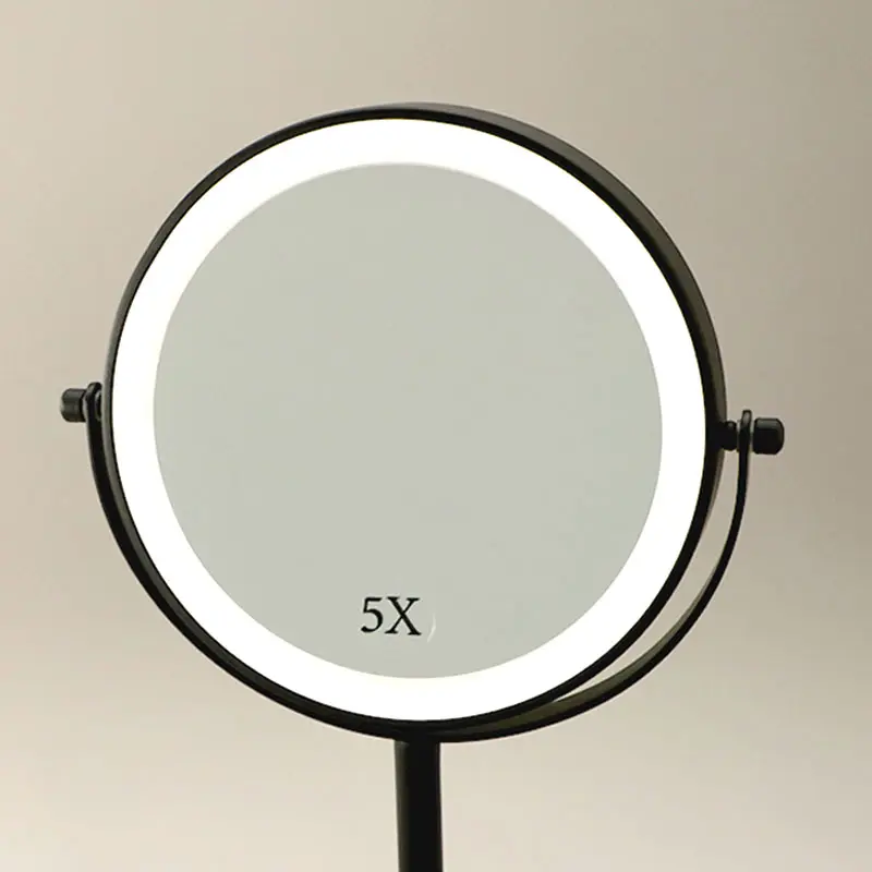 Miroir cosmétique grossissant  5X + Led, Noir mat, Elvire