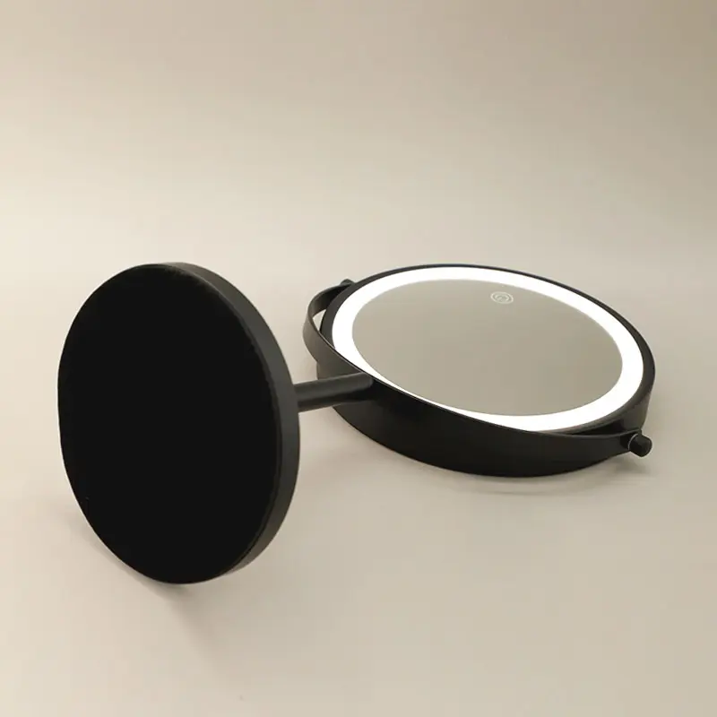 Miroir cosmétique grossissant  5X + Led, Noir mat, Elvire