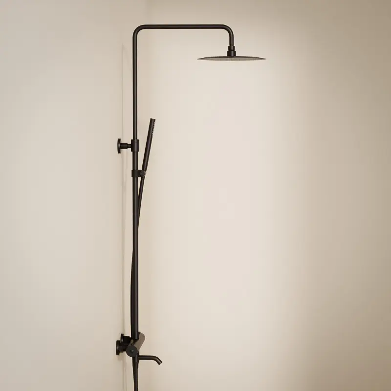 Colonne bain-douche avec mitigeur thermostatique, Ø25cm, noir bross, Châtelet III