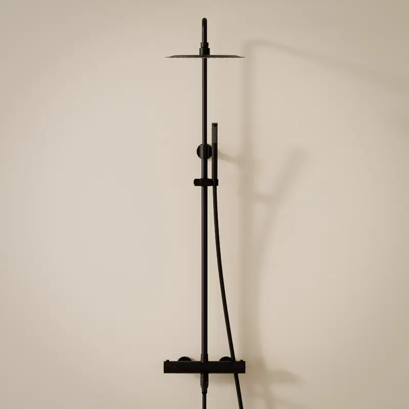 Colonne bain-douche avec mitigeur thermostatique, Ø25cm, noir bross, Châtelet III