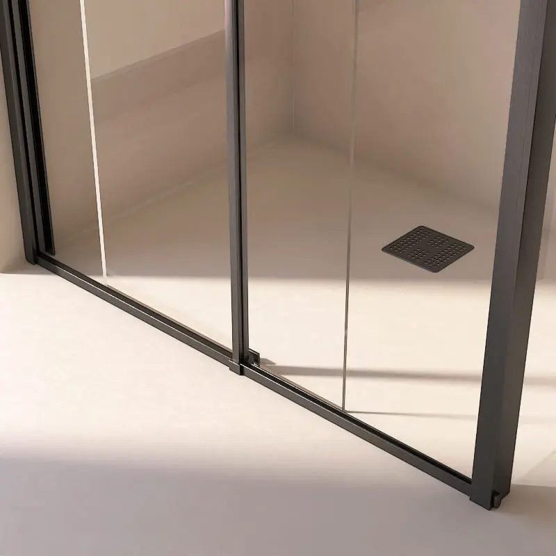 Cabine de douche d'angle Coulissante Gun métal de 106,8cm à  1668 x 80cm ou 90cm , Paro 
