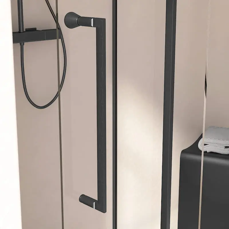 Cabine de douche d'angle Coulissante Gun métal de 106,8cm à  1668 x 80cm ou 90cm , Paro 