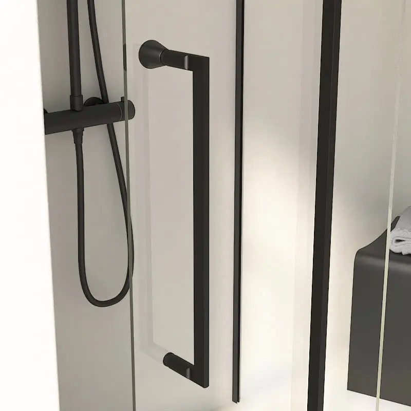 Cabine de douche d'angle Coulissante Noir mat de 106,8cm à  1668 x 80cm ou 90cm , Paro