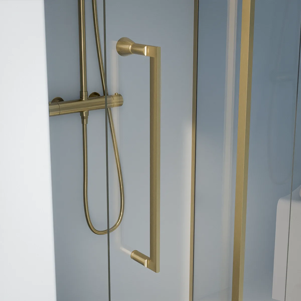 Cabine de douche d'angle Coulissante Dorée brossé de 106,8cm à 1668 x 80cm ou 90cm , Paro 