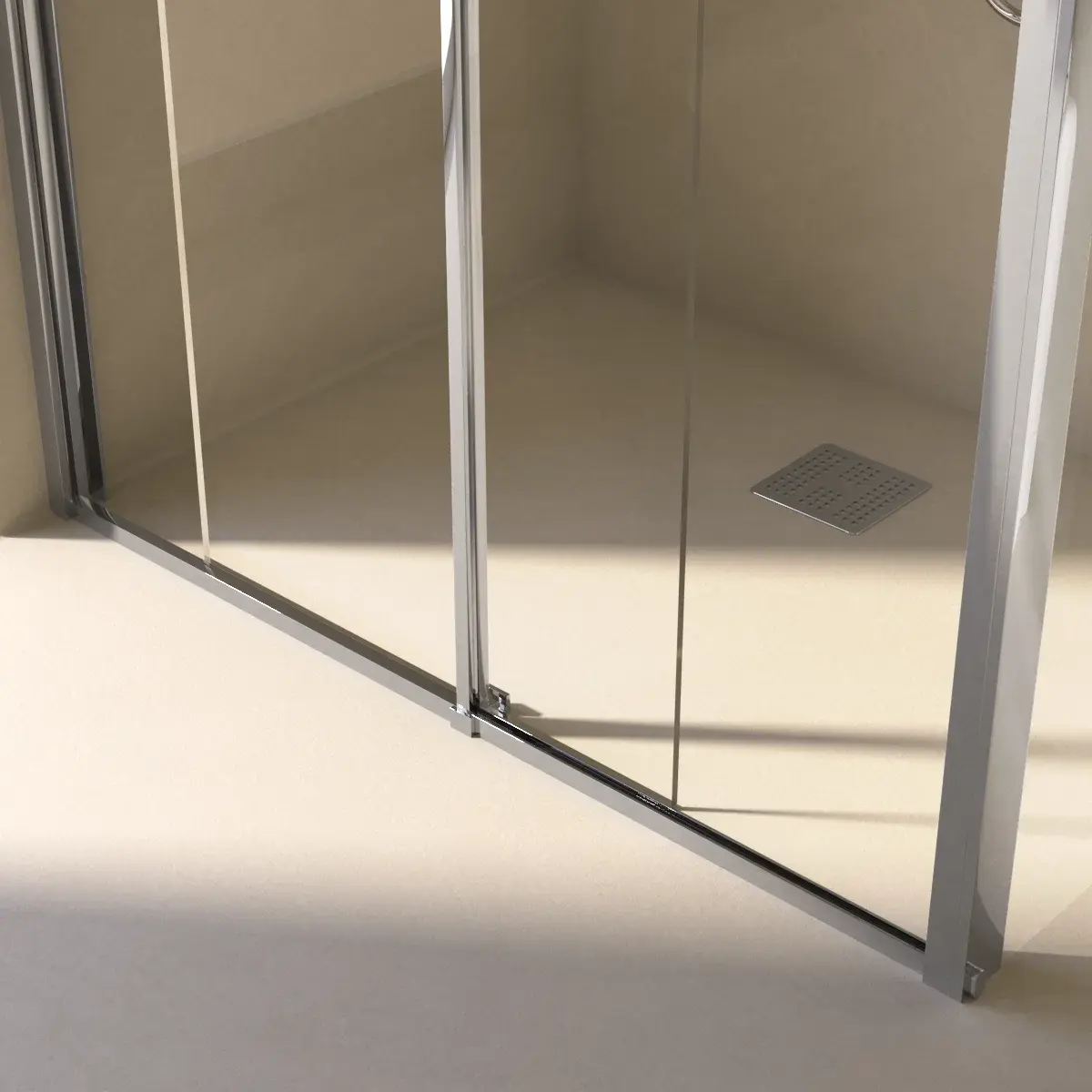 Cabine de douche d'angle Coulissante Chromée de 106,8cm à 1668 x 80cm ou 90cm , Paro