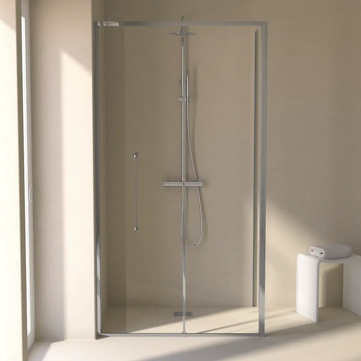 Cabine de douche d'angle Coulissante Chromée de 106,8cm à 1668 x 80cm ou 90cm , Paro