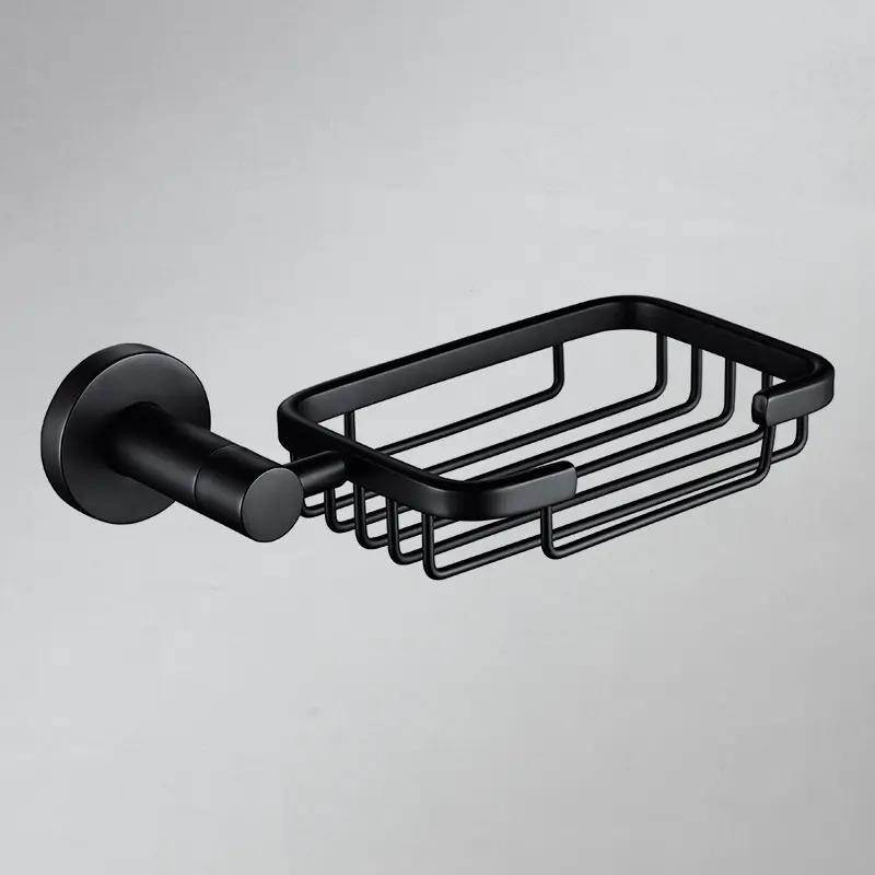 Porte savon métal mural noir mat, Roll