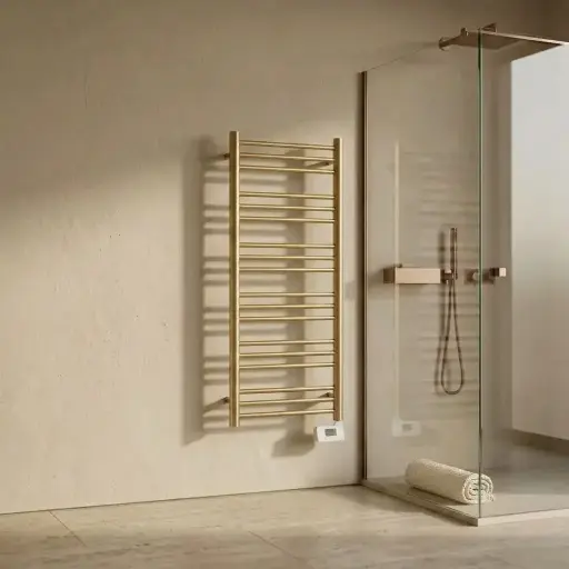 Sèche-Serviettes électrique, 120x50 cm, 500W, Doré brossé, Châtelet