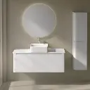 Meuble suspendu blanc mat, 120 cm, avec plan en résine minérale, Panthéon