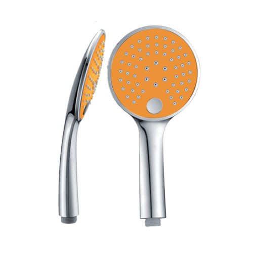 Douchette à main chromée / Orange, 3 jets, diam. 12 cm