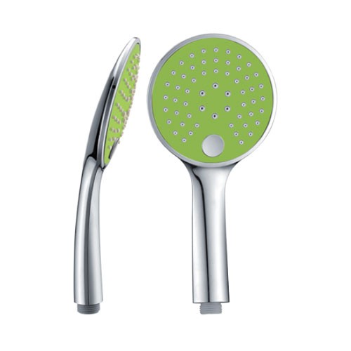 Douchette à main chromée / Vert, 3 jets, diam. 12 cm