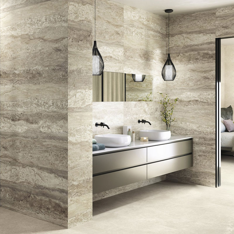 Carrelage sol et mur 60x120 cm Travertino Brescia poli, Wabi Sabi