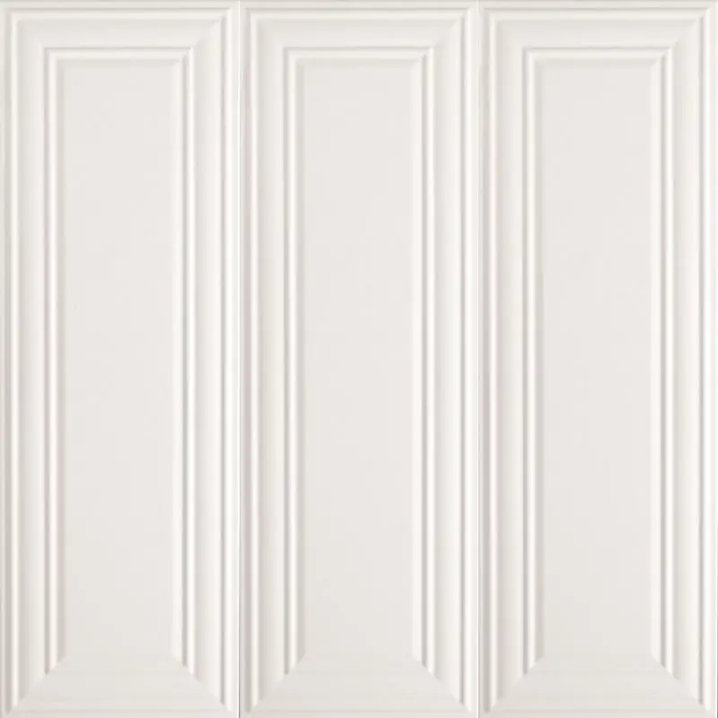 Carrelage mur moulures aspect boiserie, 30x90 cm, Blanc Mat 