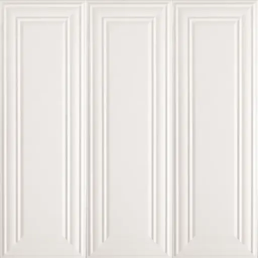 Carrelage mur moulures aspect boiserie, 30x90 cm, Blanc Mat 