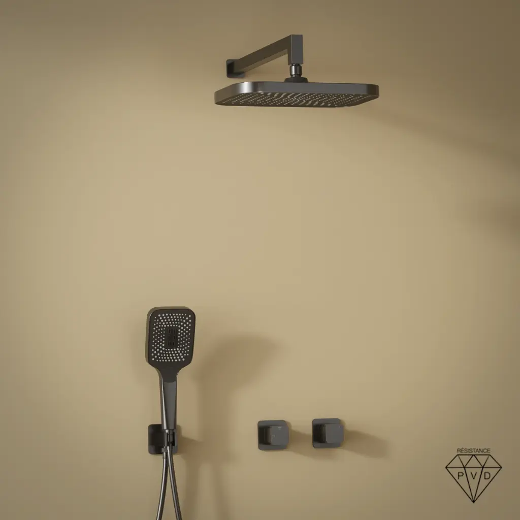 Deauville, Composition Mitigeur Douche encastré Gun Métal Brossé 