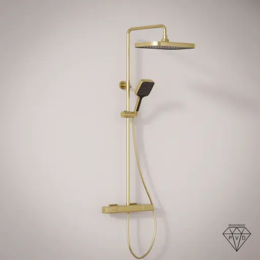 Colonne de douche avec mitigeur mécanique, Doré brossé, Deauville