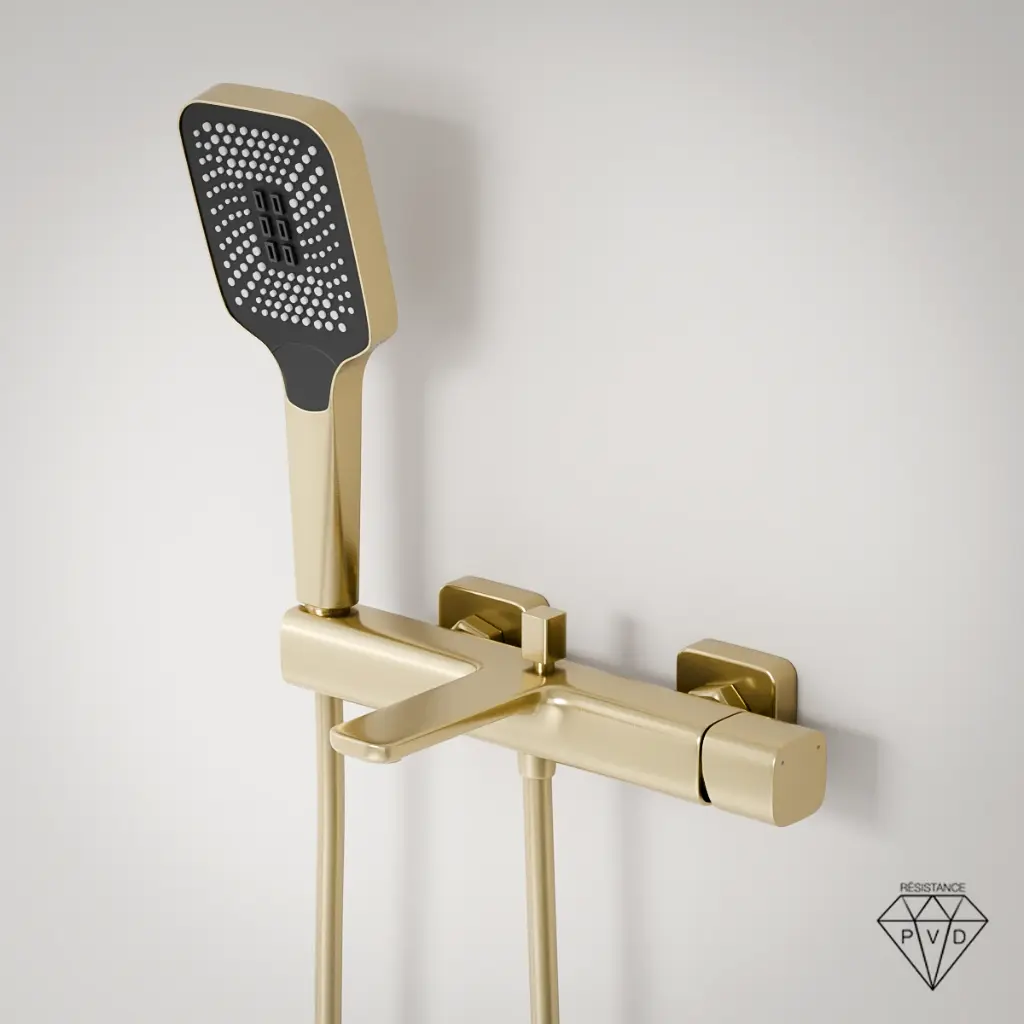 Deauville, Mitigeur Bain/Douche Mural Doré Brossé