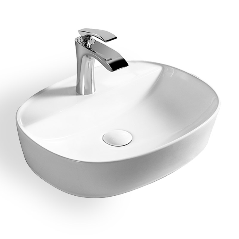 Vasque à poser 50x39 cm ovale avec plage en céramique, Art