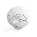 Bonde lavabo clic-clac ou fixe, finition Blanc brillant avec motif or