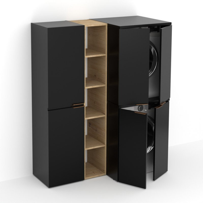 Meuble Buanderie Noir , Meuble Lave-Linge M6.0