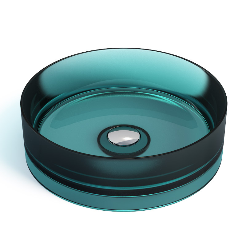 Vasque Circle 40x12 cm, Transparente Bleue, Ice