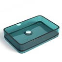Vasque Rectangle 55x37x11.5 cm, Transparente Bleue, Ice