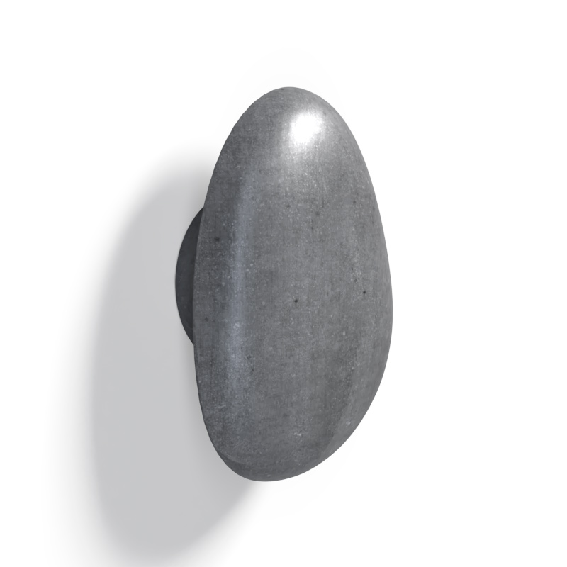 Patère murale galet, finition Gris béton, T15