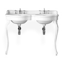 Console lavabo double vasque, 3 troues, 120 cm, Queen