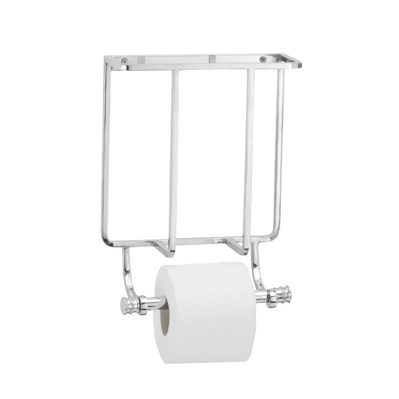 Porte magazines et distributeur de papier en laiton chromé, Gianni