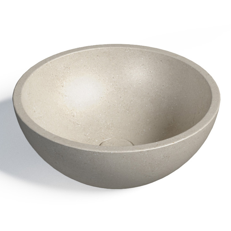 Vasque béton ronde bol, Ø36 cm, terrazzo beige, T11