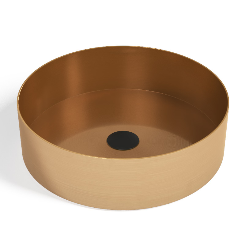 Vasque à poser Ø40 cm, ronde en inox, bronze brossé, Art