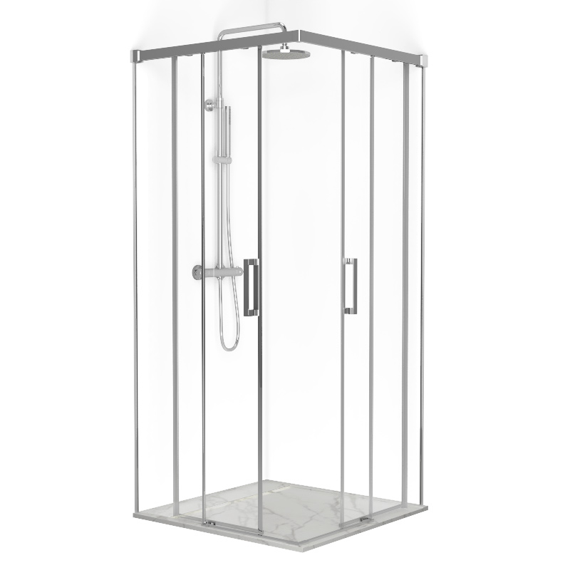 Cabine de douche d'angle coulissante, large extensibilité , 85-90 cm x 85-90 cm , Cosmos 300