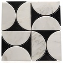 Mosaïque, 24,5x24,5 cm, noir et blanc, Circle