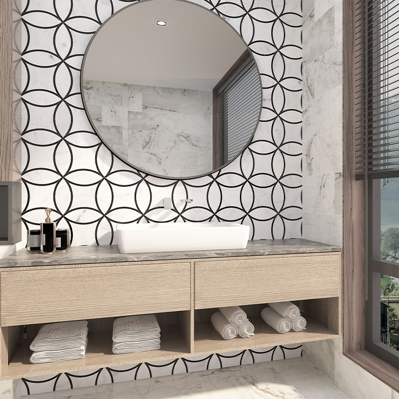 Mosaïque, 41x20,5 cm, marbre blanc, Sweet Osmanthus