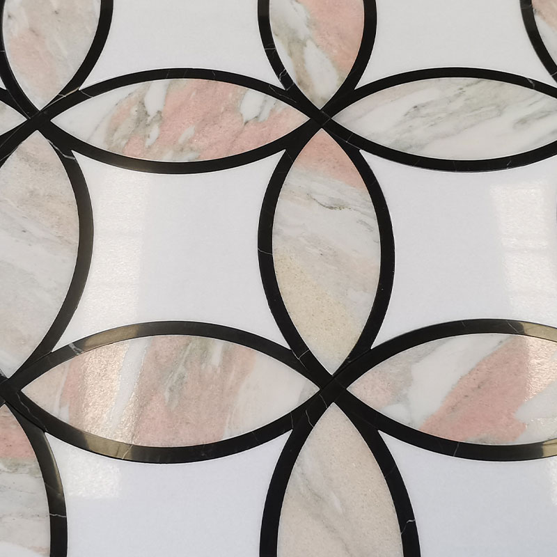 Mosaïque, 41x20,5 cm, marbre rose et blanc, Sweet Osmanthus