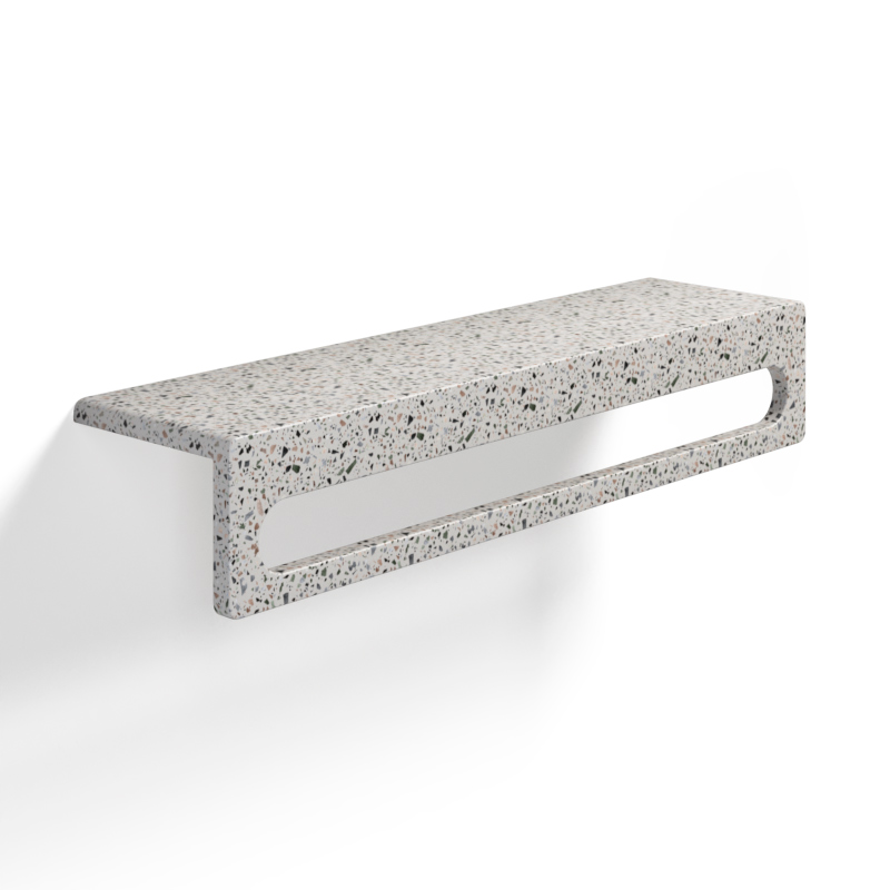 Étagère porte-serviettes en béton, 60 cm, terrazzo blanc, T17