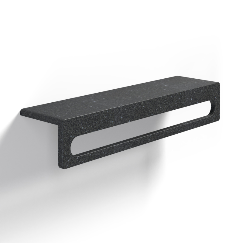 Étagère porte-serviettes en béton, 60 cm, terrazzo noir, T17