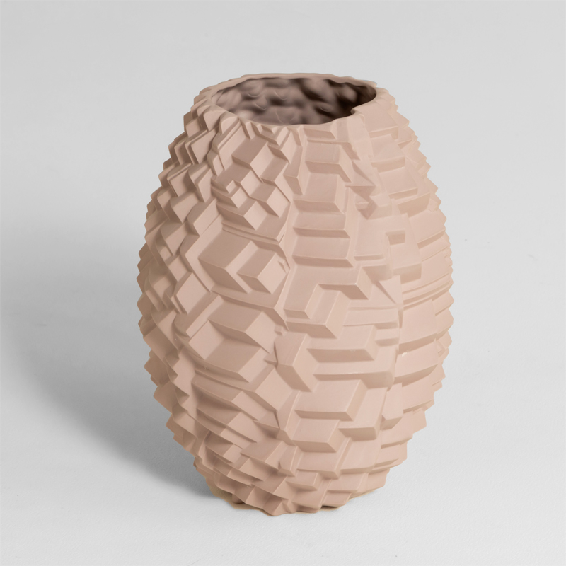 Vase en porcelaine, déstructuré, Rose