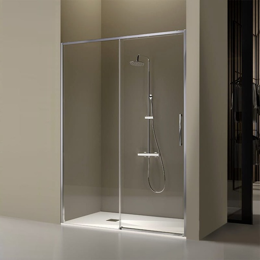 Porte de douche coulissante sur mesure, de 106 à 182.6cm, profilé Chromé, Delta