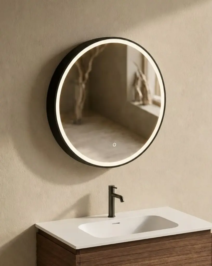 Armoire de toilette Ø60 cm, noir mat, Géode