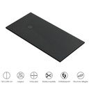 Receveur de douche 90x140, 160. Grille noire, Composite Noir, Fjord