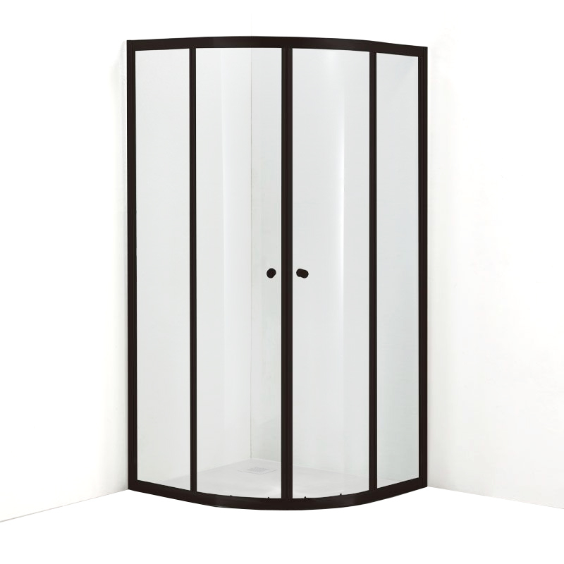 Cabine de douche 1/4 de rond 80x80 ou 90x90 cm, Noir mat, Orea