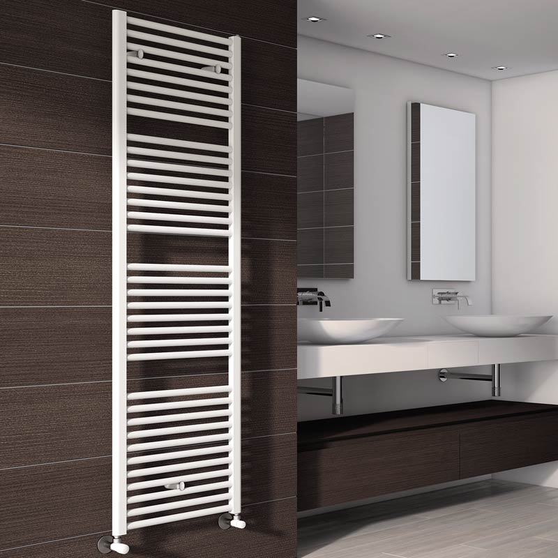 Sèche-Serviettes eau-chaude rond Blanc, 592W, Ares