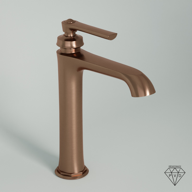 Robinet Mitigeur Lavabo Haut traité cuivre, avec bonde, liberty