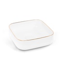 Vasque à poser 37,5 x 37,5 cm carrée, céramique, Blanc mat avec liseré Or, made in France, Fil