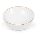 Vasque à poser 41 x 37 cm ronde, céramique, Blanc mat avec liseré Or, made in France, Fil