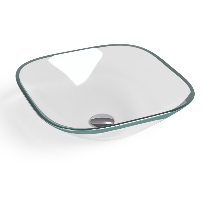 Vasque 41,5 x 41,5 cm en verre à poser carrée